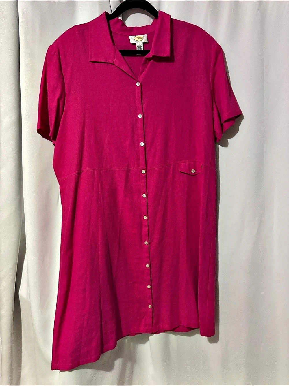 Talbots Linen-Blend Shirt Dress in Pink Size 20 Like New